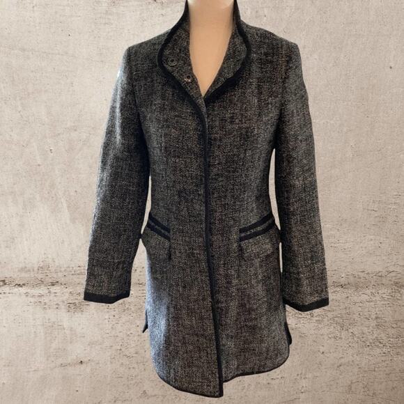 mossimo supply co. Tweed Wool Blend Coat fully lined  black trim Size Small - Picture 1 of 11